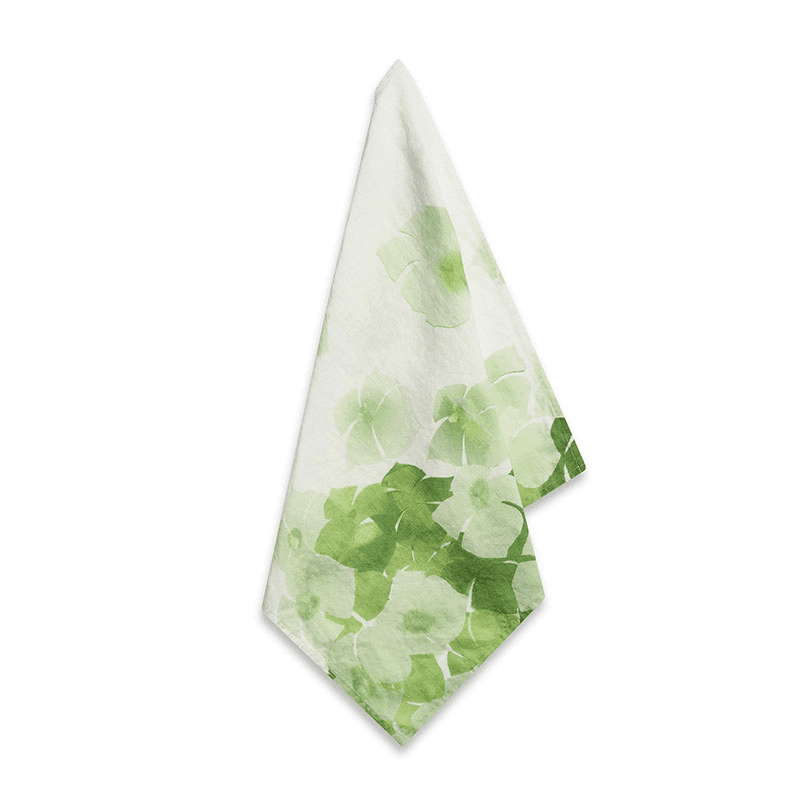 White Hydrangea Linen Napkin, 50cm x 50cm, Green