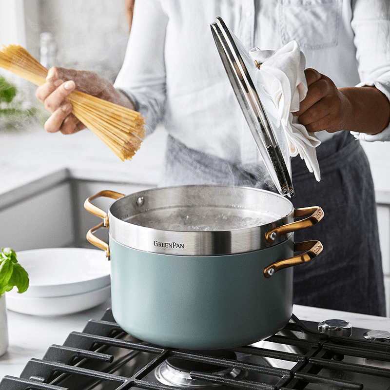 Padova Ceramic Non Stick 11 Piece Cookware Set, Sky Blue