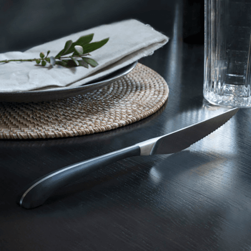 Image showing the Contour Noir Satin Steak Knife, Set of 4, Black, Satin Stainless Steel product.