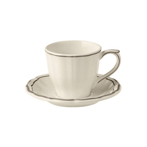 Image showing the Gien- Filet Taupe, Teacup & Saucer, Set of 2 product.