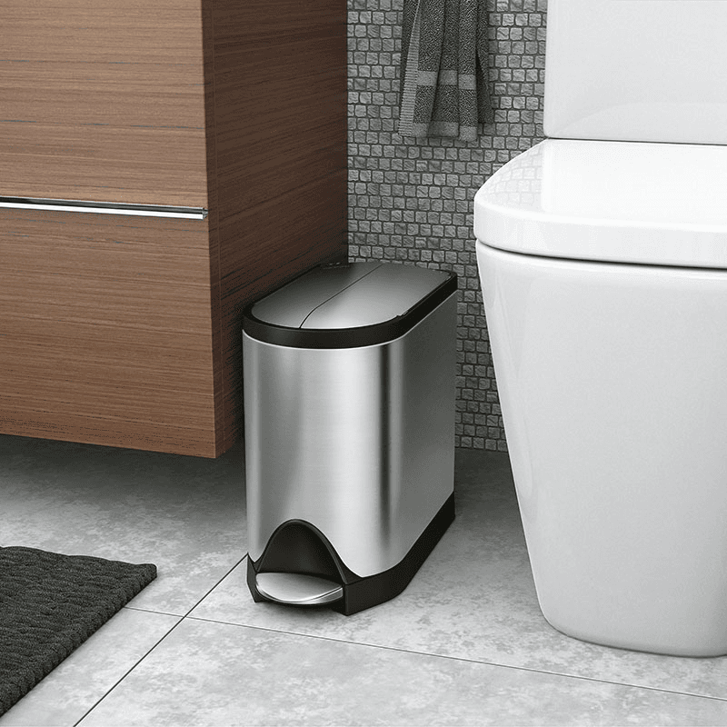 Butterfly Pedal Bin, 10L, Brushed Stainless Steel