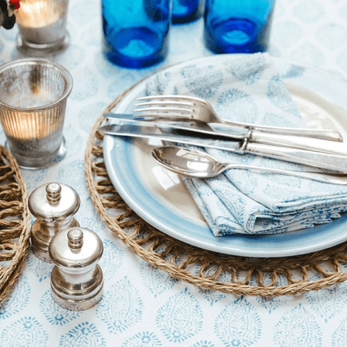 Image showing the Leaf Set of 4 Napkins, 45 x 45cm, Blue product.