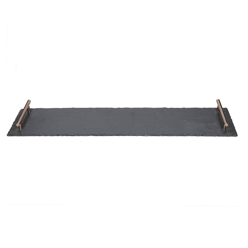 Serving platter with handles, L60 x W15 x H4cm, slate/copper
