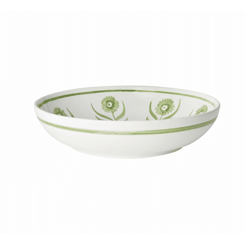 Summer Flower Shallow Bowl, Green