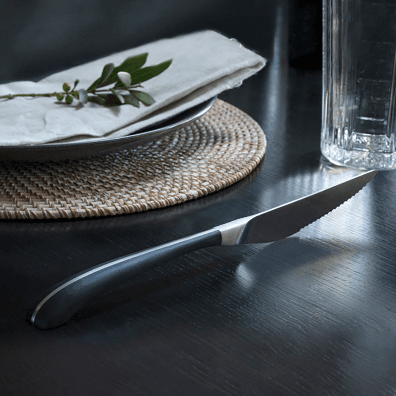 Contour Noir Noir 4 Piece Steak Knife Set, Black, Satin Stainless Steel
