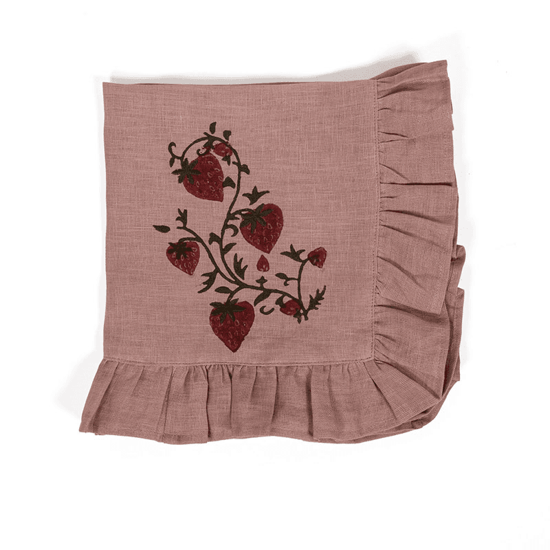 Fraises des Bois Set of 4 Napkins, 40 x 40cm, Pink