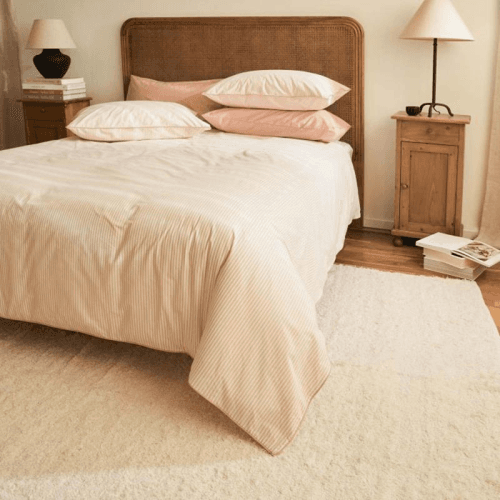 Image showing the The Stripe 200 Thread Count Duvet Cover, King, Clay Pink product.