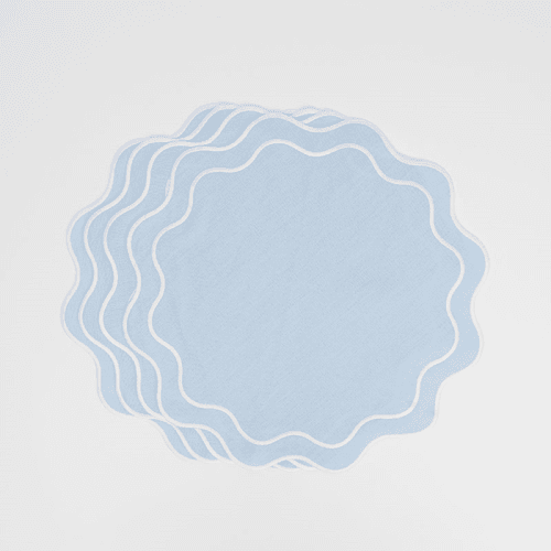 Image showing the Bella Set of 4 Placemats, D40cm, Blue &  White product.