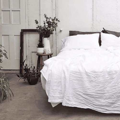 Image showing the White Linen Pair of Pillowcases, Standard product.