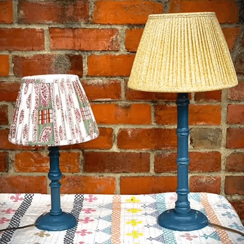 Short Truncus Lacquered Hand Carved Lamp Base, Stiffkey Blue, 25cm