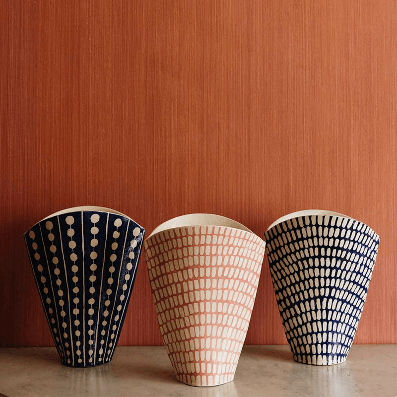 Dash Fan Vase, H25cm, Indigo