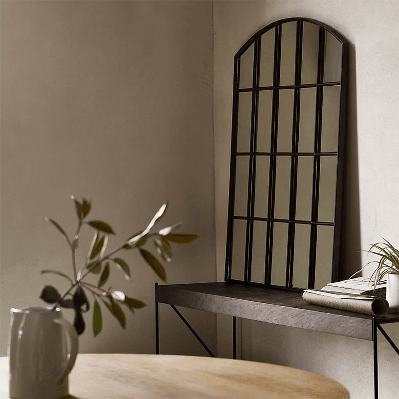 Chirbury Mantle Arch Mirror,  H110cm, Black