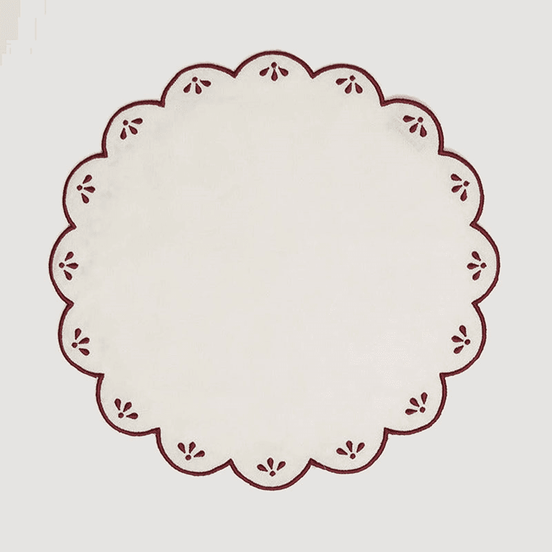 Poppy Set of 4 Placemats, D40cm, Burgandy