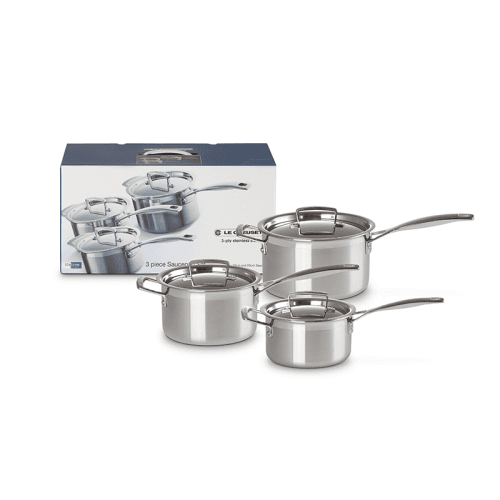 Image showing the Classic 3-ply 3-Piece Saucepan Set, Stainless Steel product.