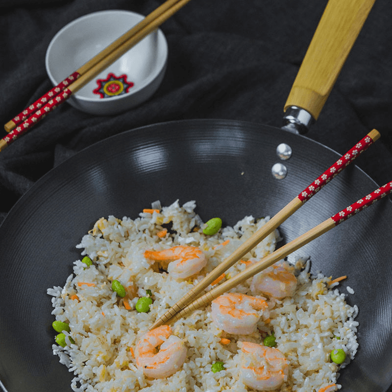 World of Flavours - Oriental Non-stick wok, Dia30cm, non-stick carbon steel with wooden handle