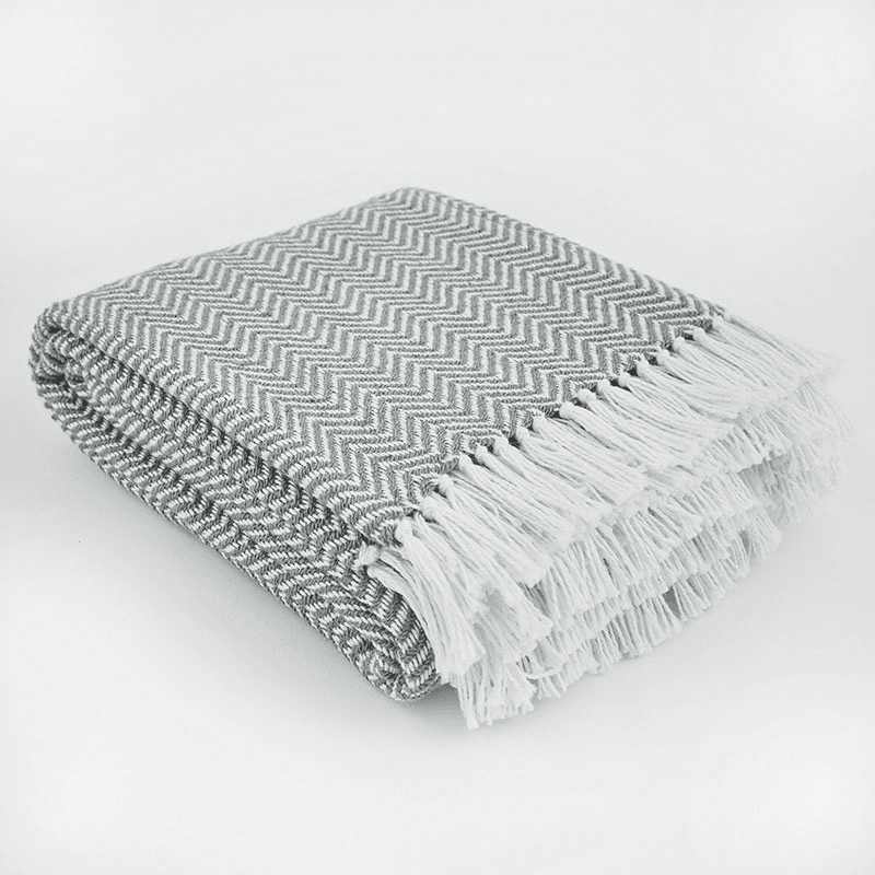 Herringbone Blanket, 250cm x 130cm, Slate Grey