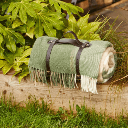 Image showing the Block Check Polo Picnic Rug, 145 x 183cm, Olive product.