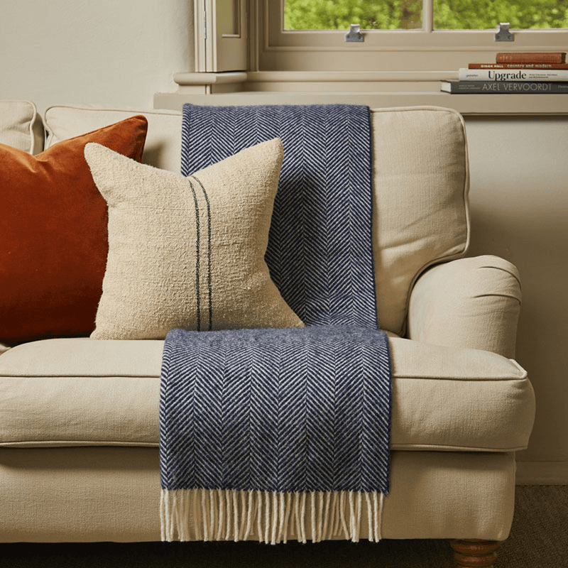 Fishbone Throw, 150 x 183cm, Navy