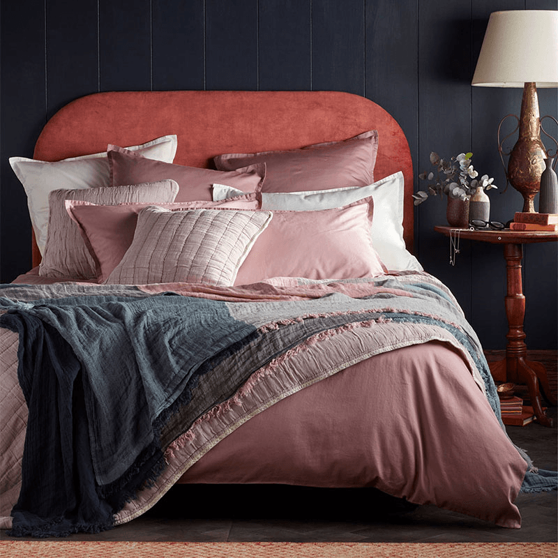 Vivienne Cotton Quilted Cushion Cover, 50 x 50cm, Vintage Rose
