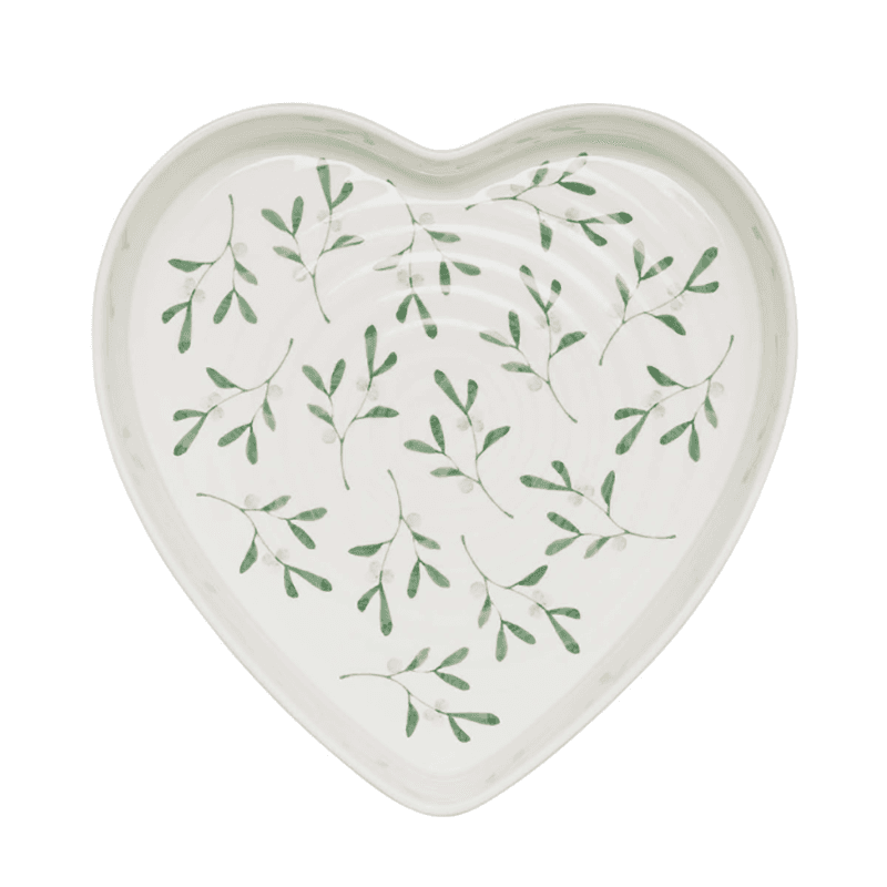 Mistletoe Heart Baking Dish, D25cm, White/Green