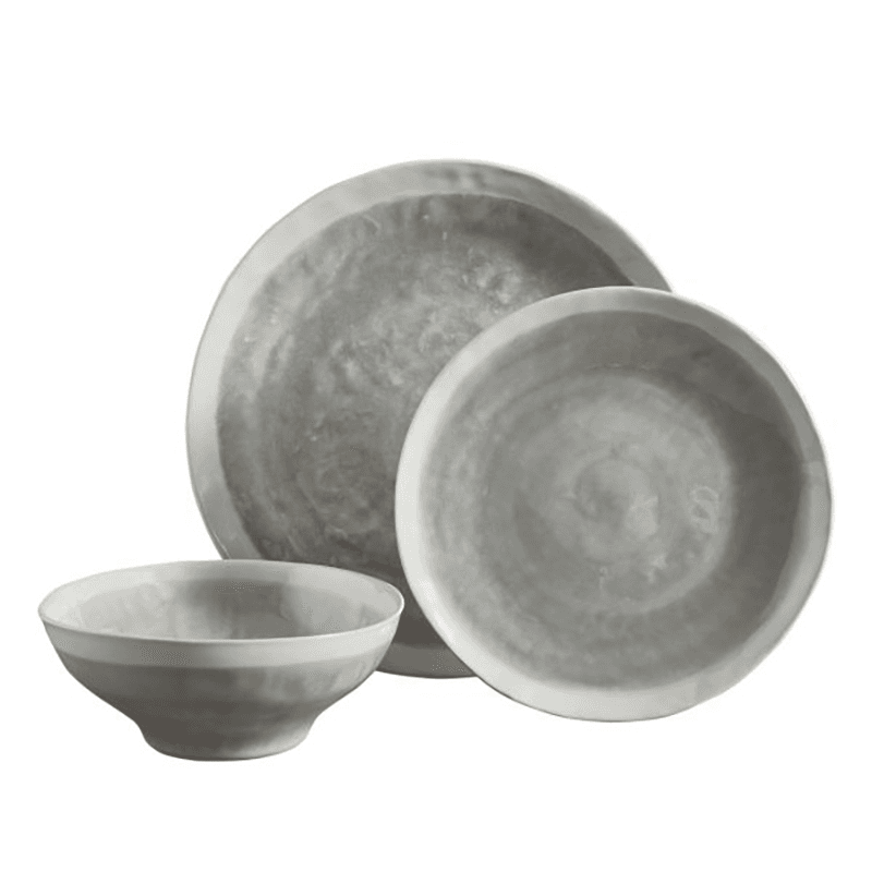 Sea Foam 12 Piece Dinner Set, Dove Grey