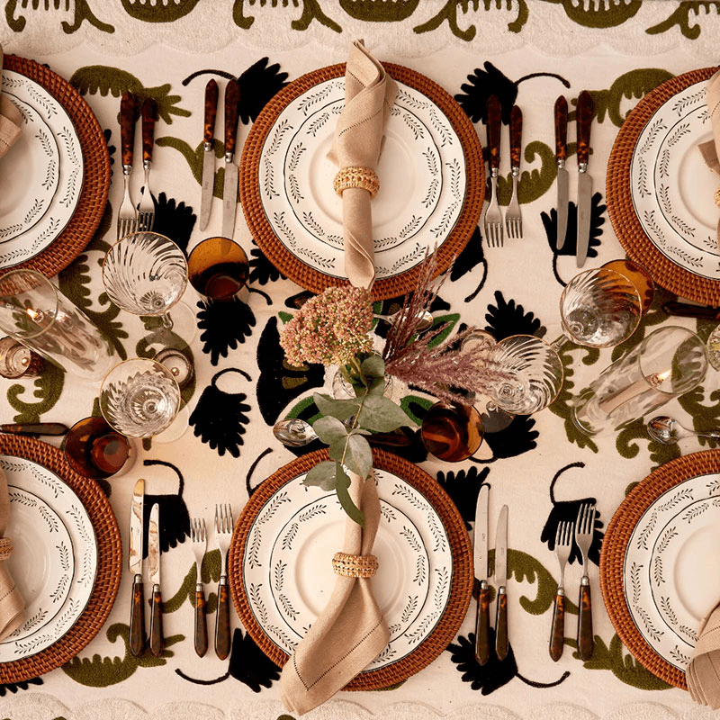 Suzani Tablecloth, 180 x 300cm, Forest