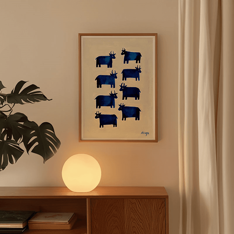 Cows Print, A3, Blue