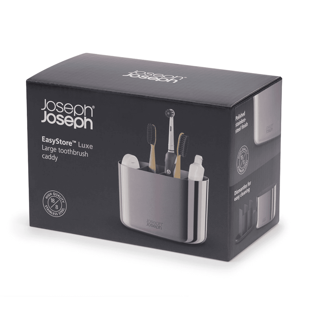 EasyStore Luxe Toothbrush Caddy, Stainless Steel