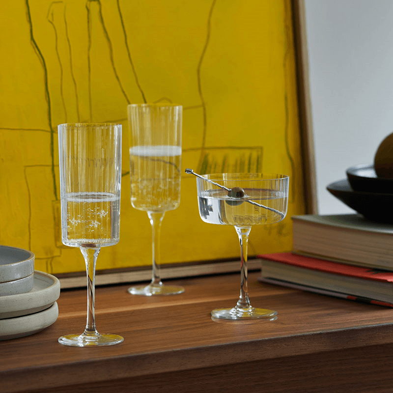 Gio Line Set of 4 Champagne Flutes, 210ml, Clear