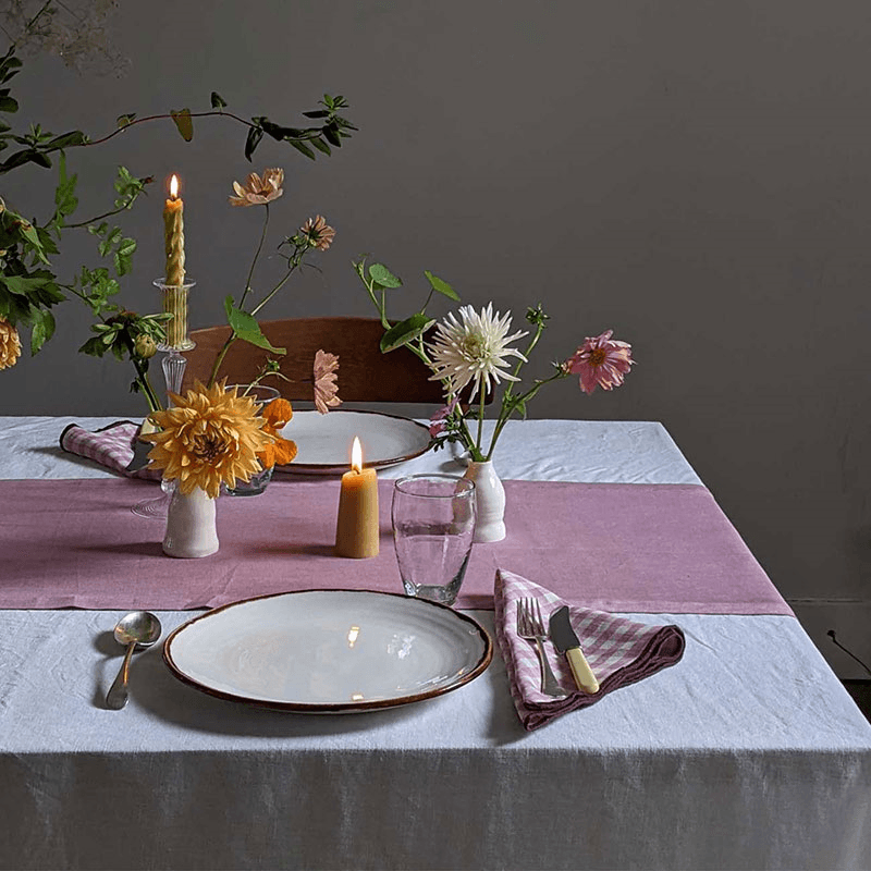 Linen Table Runner, 45 x 200cm, Raspberry