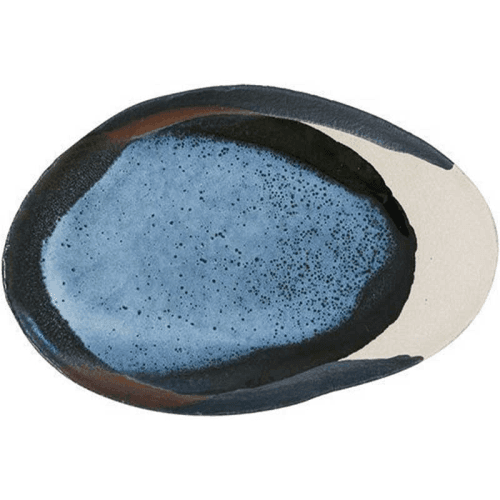 Image showing the Wabi Oval Platter, 25 x 36cm, Azure Blue product.