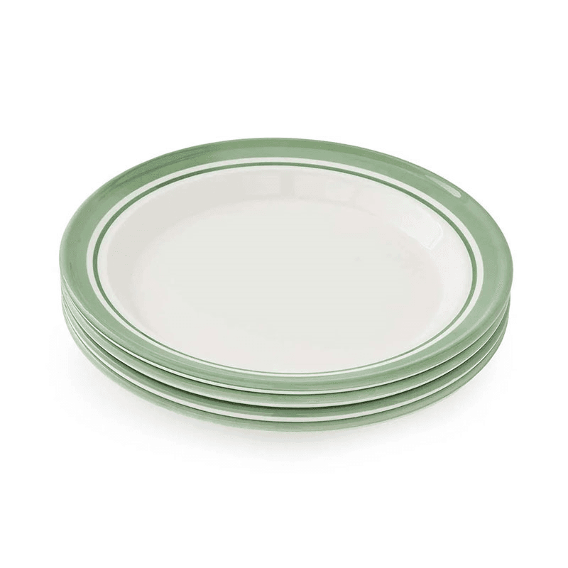 Potter's Stripe Set of 4 Dinner Plates, D26cm, Green