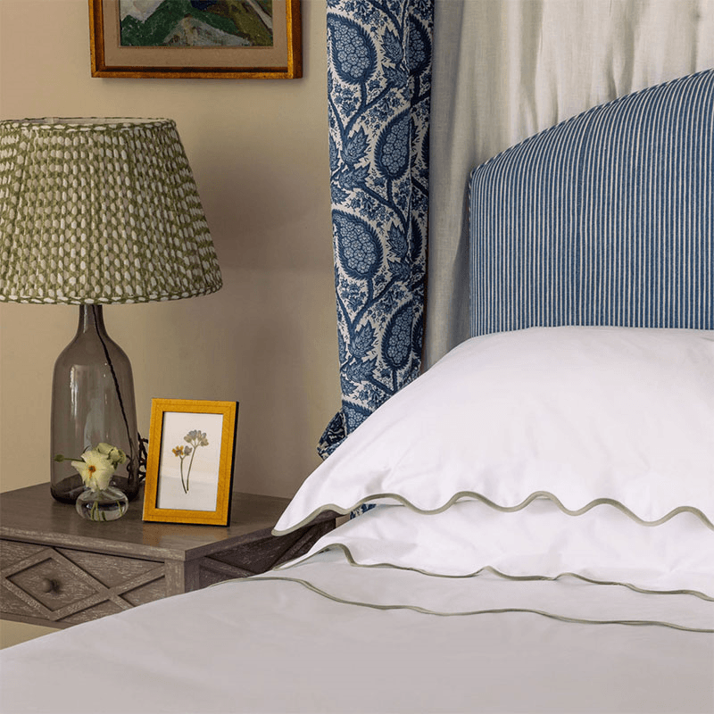 Alexandra Wavy Scalloped Duvet Cover, King, Sage