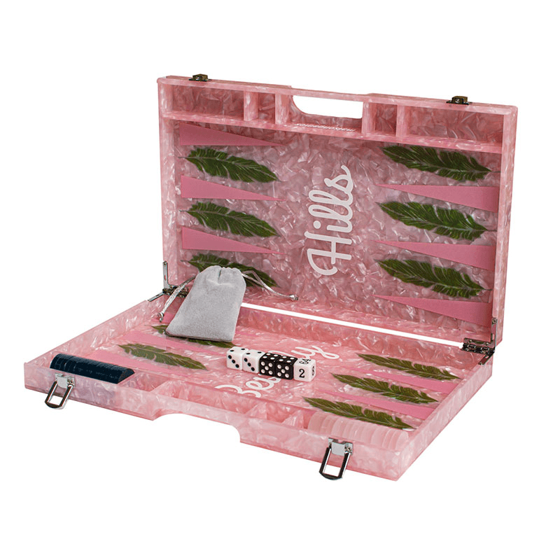 Beverly Hills Backgammon Board, L45 x W38cm, Pink