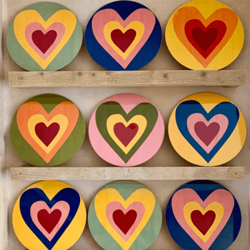 Image showing the Heart Set of 6 Round Assorted Placemats, D34cm, Multi product.