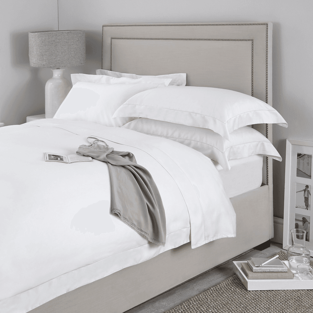 Connaught - Silk Cotton Sateen Super king deep fitted sheet, W180 x L200 x H34cm, Chalk