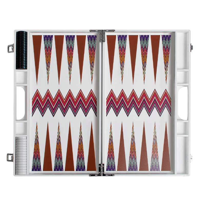Zig Zag Backgammon Board, L45 x W38cm, White
