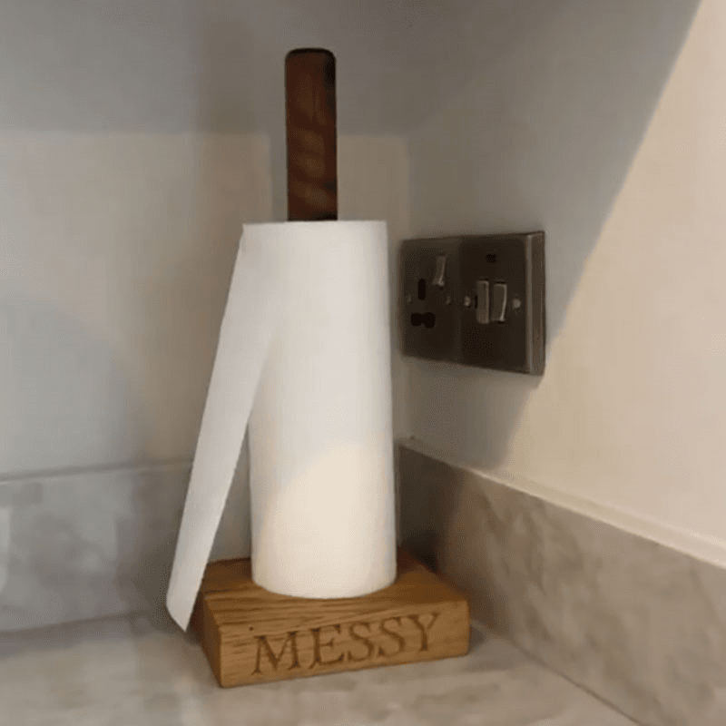 Messy/Tidy Kitchen Roll Holder, Oak