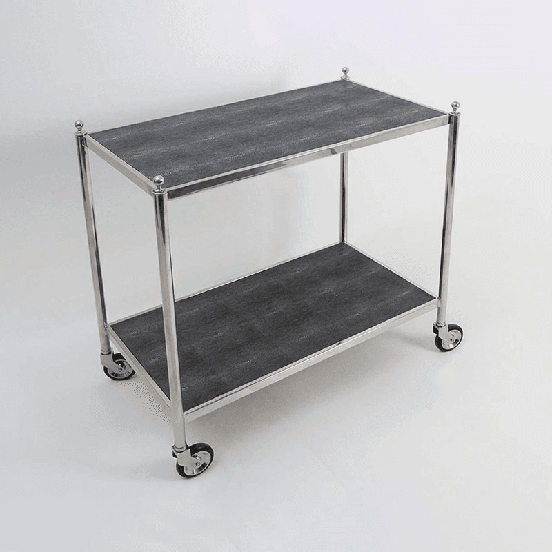 Cliveden Drinks Trolley, Charcoal Shagreen