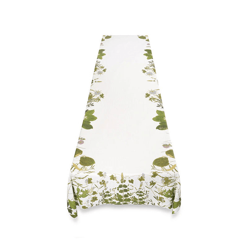 Herb Garden Linen Tablecloth, 165 x 250cm, Green