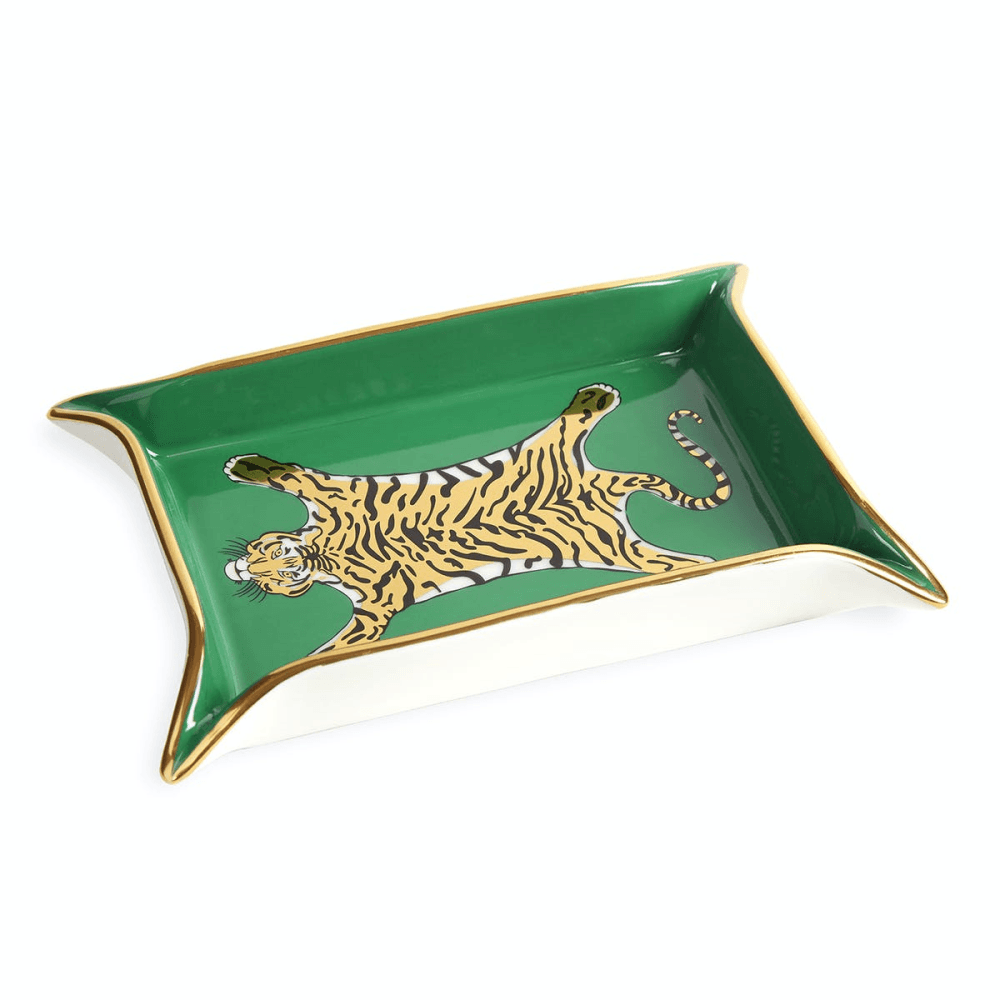 Tiger Valet Tray, Gold/Green