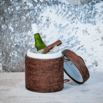 Stand Rattan Ice Bucket, H25cm, Brown