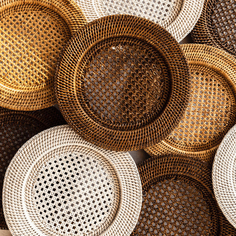 Rattan Charger Plate, D32cm, Brown