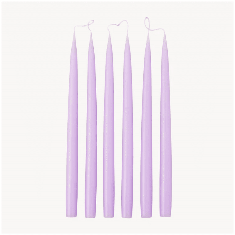 Set of 6 Tapered Dinner Candles, H35cm, Pastel Purple