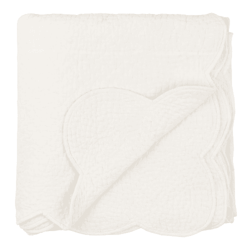 Image showing the Nina Scalloped Quilted Cotton Bedspread, Double/ King, White product.