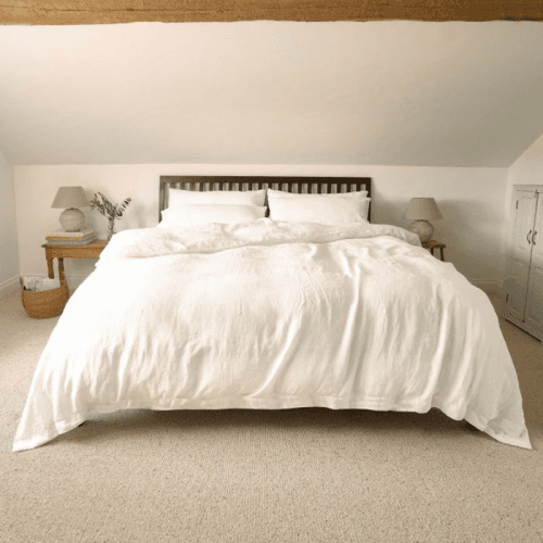 Image showing the Linen King Size Duvet Cover, White product.