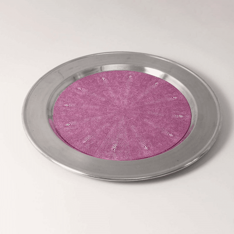 Duchess Serving Tray, D53cm, Pink Shagreen