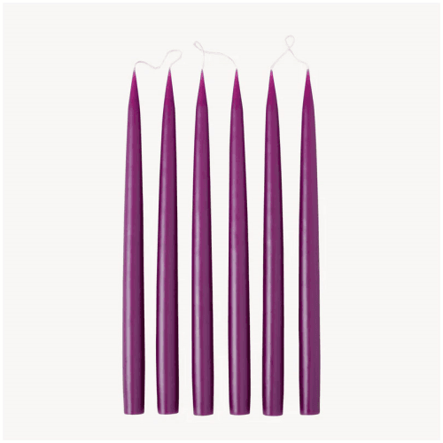 Image showing the Set of 6 Tapered Dinner Candles, H35cm, Dark Heather product.