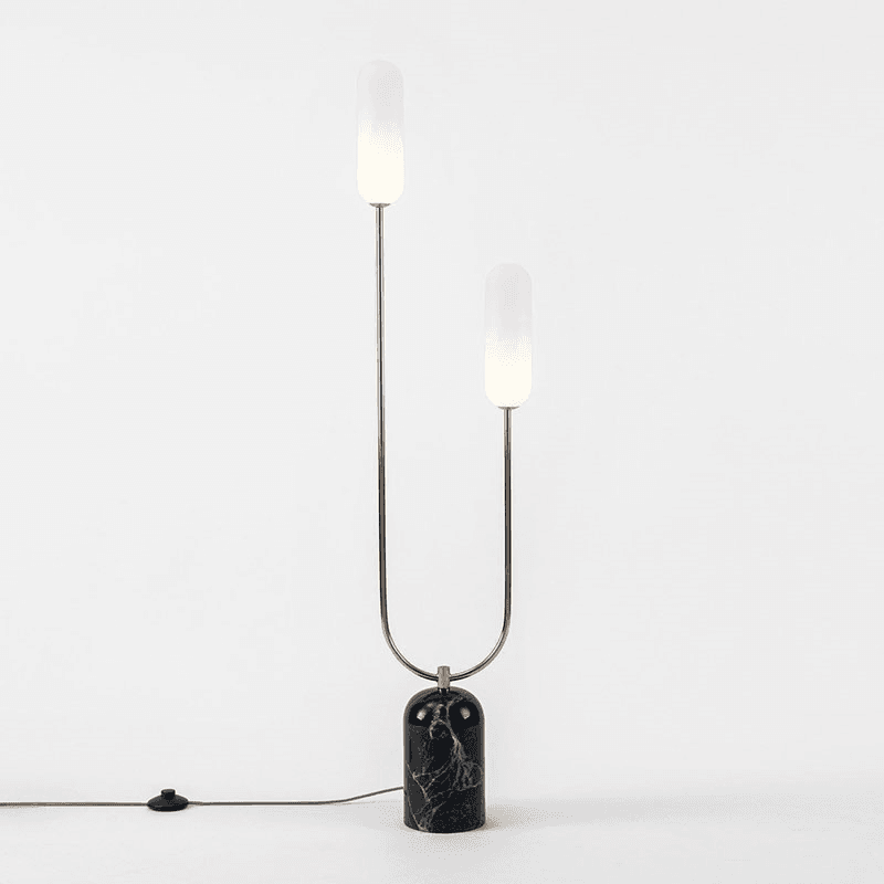 Curve Marble Floor Lamp, H130cm, Olive Green