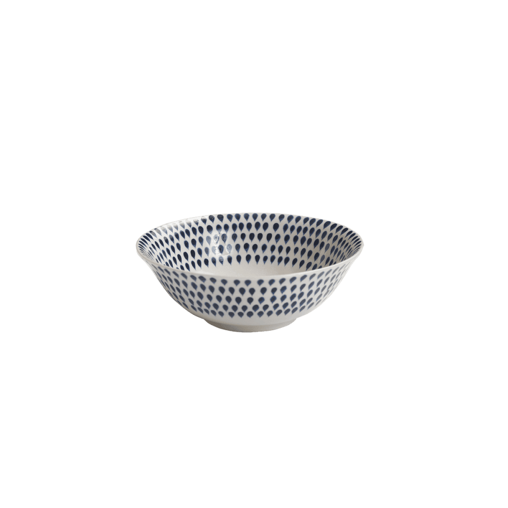 Indigo Drop Cereal Bowl, D17cm, Cream and Indigo